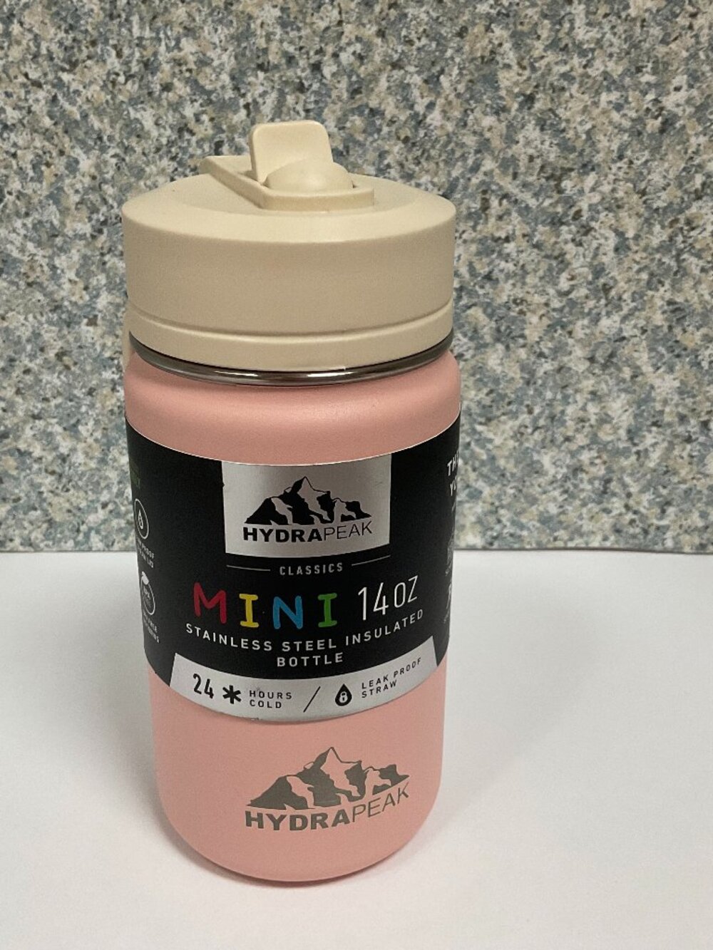 Hydrapeak Mini 14 oz Insulated Stainless Steel Water Bottle Pink | New